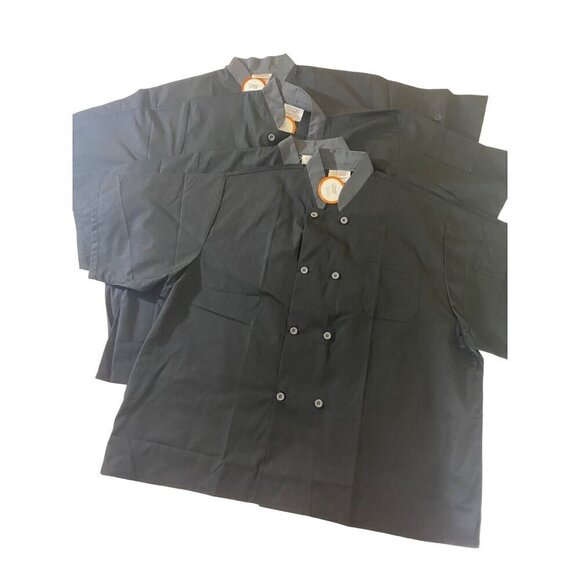 NWT Happy Chef Mens Bundle Of Four Black Chef Tops - 4XL - Picture 2 of 11